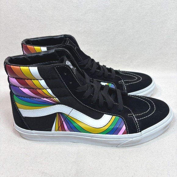 Vans Other - Vans Sk8-Hi Rainbow Prism Black Suede High Top Sneakers Mens 11.5 Womens 13